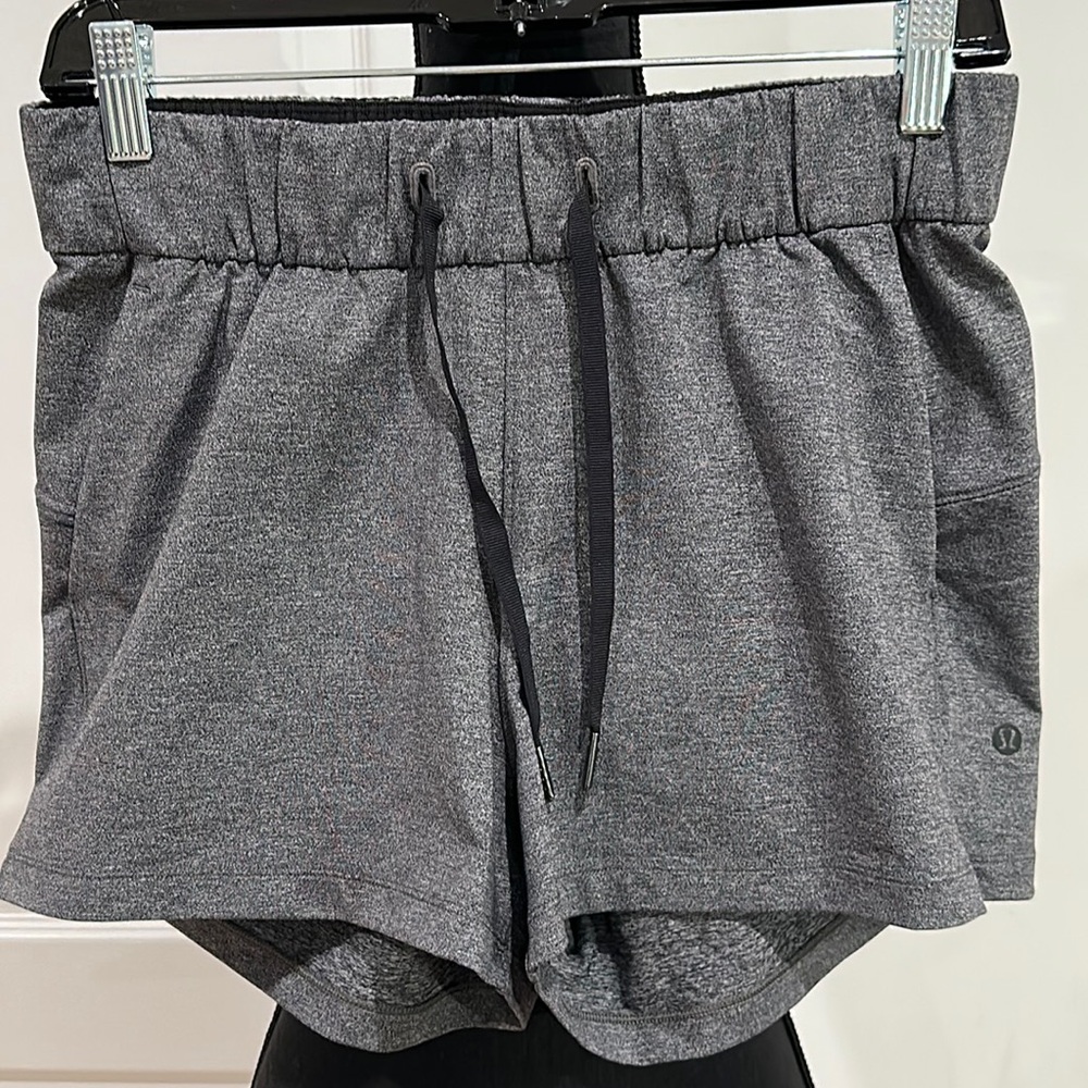 Lululemon charcoal grey nylon/lycra shorts 3’inseam